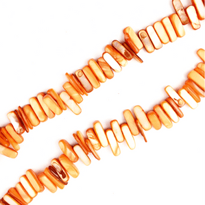 16 Inch Shell 14-20mm Stick Beads Orange