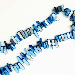 16 Inch Shell 14-20mm Tusk Beads Blue
