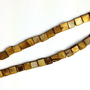 16 Inch Shell 8mm Square Beads Brown