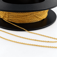 1ft Gold Plated Sterling Silver Anchor Chain 1.0mm