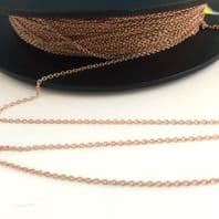 1ft Sterling Silver Anchor Chain 1.0mm 18k Rose Gold Plated