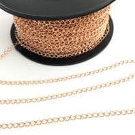 1ft Sterling Silver Curb Chain 18ct Rose Gold Plated 4.5x3mm