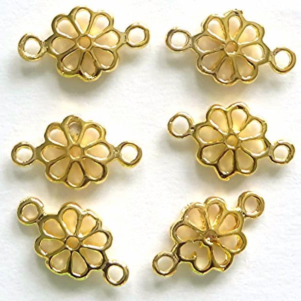 20 Gold plated Jewellery findings 10x7mm bead connectors