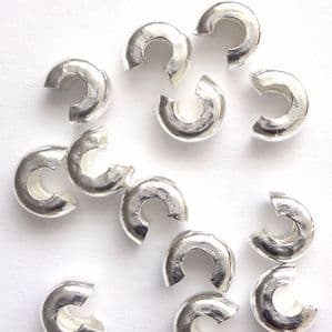 20 Sterling Silver Crimp Cover Beads 3mm