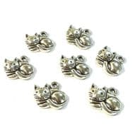 20 Tibetan silver Cat charms 15mm