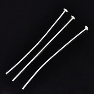 200 Silver plated Flat Head Pins 1 Inch
