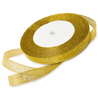 25 M Organza Ribbon cord 10mm Double Side Gold