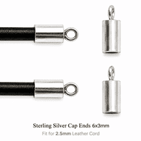 4 Sterling silver Cord Cap Ends 6x3mm