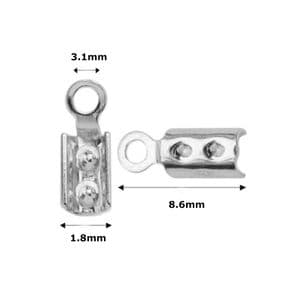 4 Sterling Silver End Caps Fold Crimp Ends