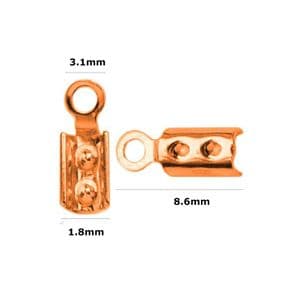 4 Sterling Silver End Caps Rose Gold Plated