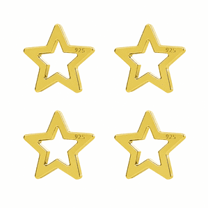 4 Sterling Silver Open Star Charm – 24ct Gold Plated