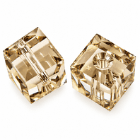 4 Swarovski 5601 Cube Beads 6mm Lt Colorado Topaz