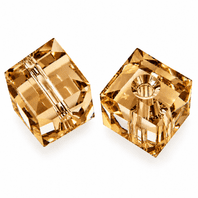 4 Swarovski 5601 Cube Beads 6mm Topaz