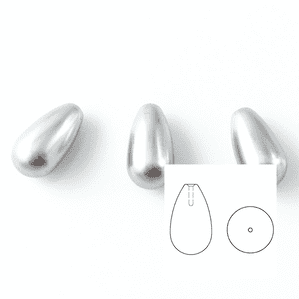 4 Swarovski 5816 Half Drilled Drop Pearls 11x6mm Light Grey