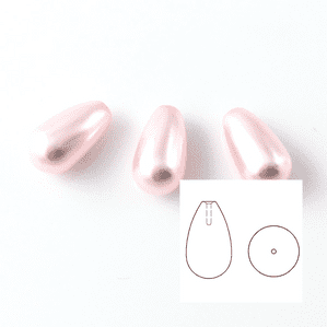 4 Swarovski 5816 Half Drilled Drop Pearls 11x6mm Rosaline