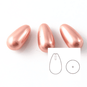 4 Swarovski 5816 Half Drilled Drop Pearls 11x6mm Rose Peach