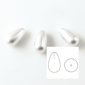 4 Swarovski 5816 Half Drilled Drop Pearls 11x6mm White