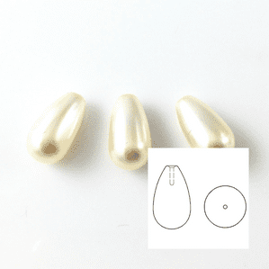 4 Swarovski 5816 Half Drilled Drop Pearls 15x8mm Cream