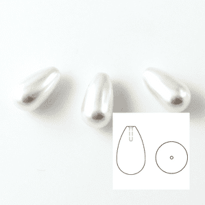 4 Swarovski 5816 Half Drilled Drop Pearls 15x8mm White