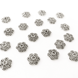 40 Antique Silver 12mm Bead Caps