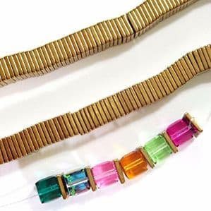 400 Hematite Square Beads Electroplate Gold 6x1mm