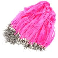 5 Organza Ribbon Necklace 7mm Pink