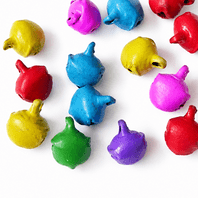 50 Mini Jingle Bells Charms 8mm Mixed