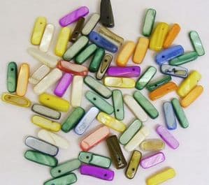 Dyed Shell 14-20mm Tusk Beads Mixed  PK of 50g