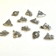 60 Tibetan Silver Hat Charms Assorted