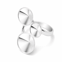 Adjustable Silver Triple Ring Base Glue On