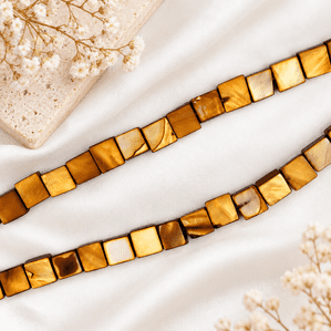 Brown Shell 8mm Square Beads 16 Inch