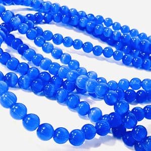 Cats Eye Beads 4mm Round Sapphire