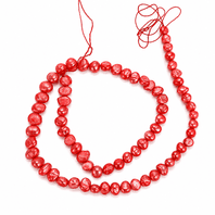 Fresh Water Pearl Flat Side Beads 6-7mm Pink