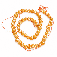 Freshwater Pearl Flat Side Beads Orange