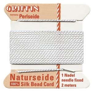 Griffin Silk Bead Cord with Needle Size 0 White