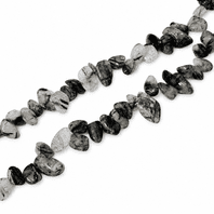 Natural Black Rutilated Quartz Nugget Beads