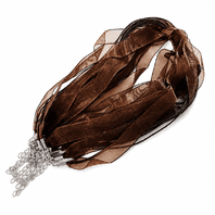 Organza Ribbon Necklace13mm Brown