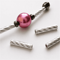 Sterling Silver Twisted Tube Beads 3x15 mm