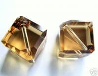 Swarovski 5600 Diagonal Cube Beads 6mm Light Colorado Topaz