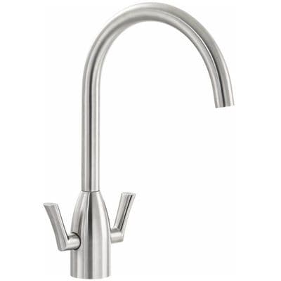 Abode Airo Twin Lever Monobloc Mixer with Swivel Spout Stainless Steel Tap AT2075