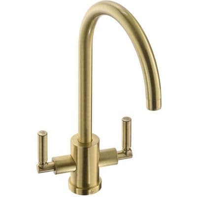 Abode Atlas Twin Lever Monobloc With Swivel Spout Brushed Brass AT2096