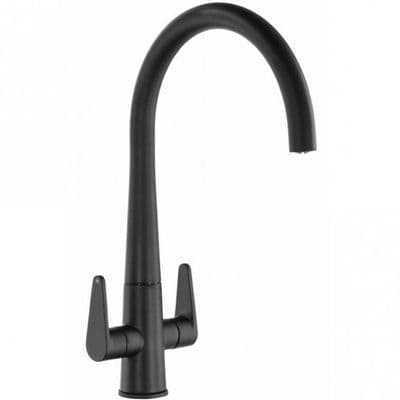 Abode Coniq R Twin Lever Monobloc with Swivel Spout Matt Black Tap AT2125