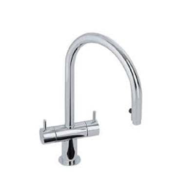 Abode Hesta Twin Lever Monobloc Mixer Kitchen Tap With A Pull-Out Aerator Chrome AT1205