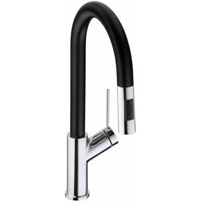 Abode Virtue Nero Single Lever Monobloc with Swivel Spout & Pull-Out Spray Chrome AT1244