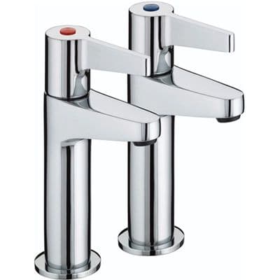 Bristan Design Utility Lever High Neck Pillar Kitchen Taps Chrome DUL HNK C