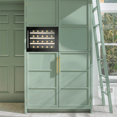 Caple In-Column Single Zone Wine Cooler Black Glass Door WC6411BG