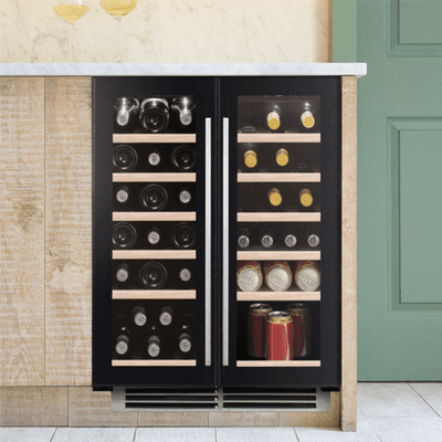 Caple Undercounter Dual Zone Wine Cooler Black Glass WI6235BG