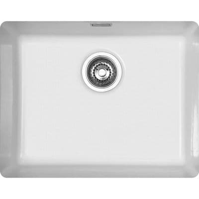 Clearwater Avola Ceramic Single Bowl Kitchen Sink White AVO U500