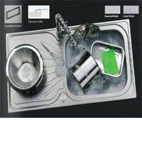 Clearwater Deep Blue Single Bowl and Drainer Brushed Steel DB10B