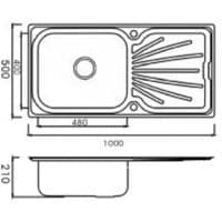 Clearwater Deep Blue Single Bowl and Drainer Brushed Steel DB10B